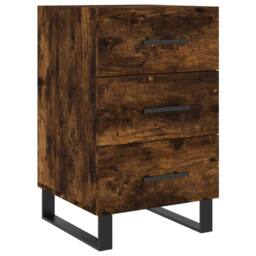 Berkfield Home Modern Bedside Cabinet Smoked Oak 40x40x66 cm Engineered Wood in Brown - Size: 40 x 40 x 66 cm - thumbnail 3