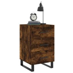 Berkfield Home Modern Bedside Cabinet Smoked Oak 40x40x66 cm Engineered Wood in Brown - Size: 40 x 40 x 66 cm - thumbnail 1