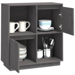 Berkfield Home Sideboard Grey 74x35x80 cm Solid Wood Pine - Size: 74 x 35 x 80 cm - thumbnail 4