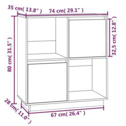 Berkfield Home Sideboard Grey 74x35x80 cm Solid Wood Pine - Size: 74 x 35 x 80 cm - thumbnail 9