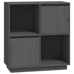 Berkfield Home Sideboard Grey 74x35x80 cm Solid Wood Pine - Size: 74 x 35 x 80 cm - thumbnail 3