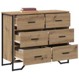 Berkfield Home Chest of Drawers Artisan Oak 91x35.5x74.5 cm Engineered Wood in Brown - thumbnail 3