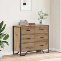 Berkfield Home Chest of Drawers Artisan Oak 91x35.5x74.5 cm Engineered Wood in Brown - thumbnail 1