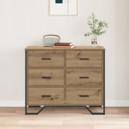 Berkfield Home Chest of Drawers Artisan Oak 91x35.5x74.5 cm Engineered Wood in Brown - thumbnail 4
