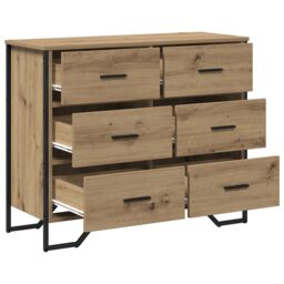 Berkfield Home Chest of Drawers Artisan Oak 91x35.5x74.5 cm Engineered Wood in Brown - thumbnail 5