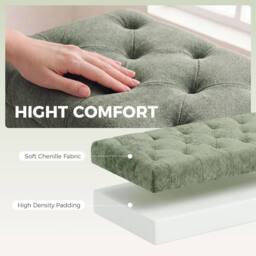 HOMCOM Storage Ottoman, Chenille Ottoman Storage Box, Light Green - thumbnail 6