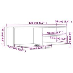 Berkfield Home TV Cabinet Smoked Oak 120x34x37 cm Engineered Wood in Brown - Size: 120 x 34 x 37 cm - thumbnail 9