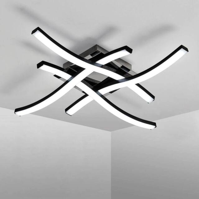 EONLION 24W Modern LED Ceiling Light Black Chandeliers Cold White Bedroom - image 1