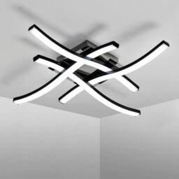 EONLION 24W Modern LED Ceiling Light Black Chandeliers Cold White Bedroom