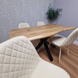 KOSY KOALA Modern Dining Table Set with 4 Cream Chairs Dining Furniture in Brown - thumbnail 6
