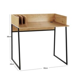 Nordlys Industrial Computer Desk with Wood Storage in Beige - thumbnail 5