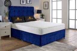 UK Bed Furniture Senator Divan Bed Base with 26 Inch Headboard - No Storage in Blue - Size: King - thumbnail 1