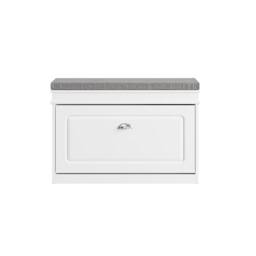 SoBuy Slim Entrance Bench - Lift-Up Seat & Drawer Farmhouse in White - thumbnail 3