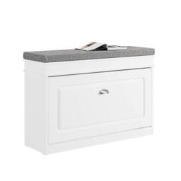 SoBuy Slim Entrance Bench - Lift-Up Seat & Drawer Farmhouse in White - thumbnail 6