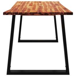 Berkfield Home Dining Table with Live Edge 140x80x75 cm Solid Wood Acacia in Brown - Size: 140 x 80 x 75 cm - thumbnail 5