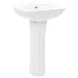 Berkfield Home Freestanding Basin with Pedestal Ceramic White 580x510x200mm - thumbnail 2