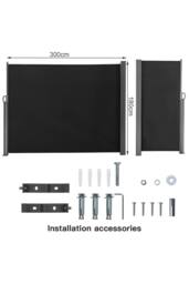 Living and Home 3 x 1.8m Retractable Privacy Shield Awning - UV & Waterproof Wall-Mounted Cover for Patio, Balcony, Grey - thumbnail 3