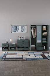 Home Discount Vida Designs 4Pc Bedroom Set 2xBedside, 4Drawer Chest, Mirror Wardrobe in Green - thumbnail 3