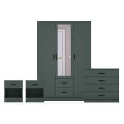 Home Discount Vida Designs 4Pc Bedroom Set 2xBedside, 4Drawer Chest, Mirror Wardrobe in Green - thumbnail 8