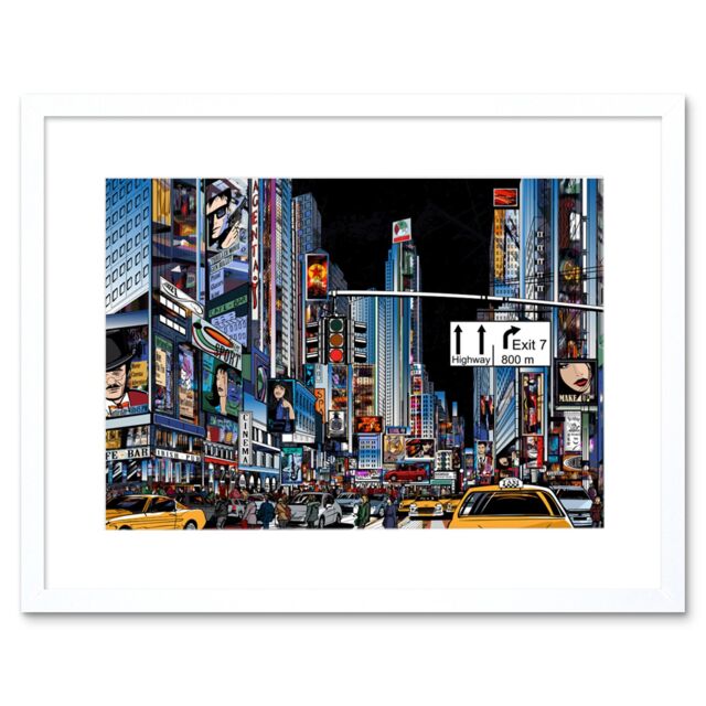 "Artery8 Wall Art Print New York Modern Graphic Art Framed 9x7 inch in White - Size: W7"" x H9""" - image 1