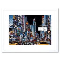 "Artery8 Wall Art Print New York Modern Graphic Art Framed 9x7 inch in White - Size: W7"" x H9""" - thumbnail 1