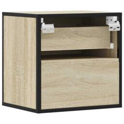 Berkfield Home Wall-mounted Bedside Cabinet Sonoma Oak 40x31x39.5 cm in Light Tan - thumbnail 7