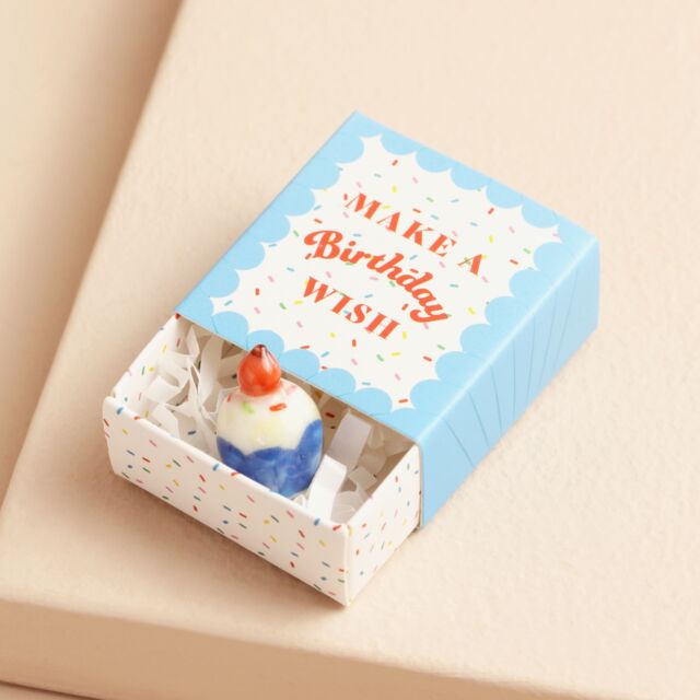 Lisa Angel Women's Tiny Matchbox Ceramic Birthday Cake Token in Blue - image 1