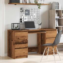 Berkfield Home Writing Desk Old Wood 140x50x77 cm Engineered Wood in Brown - Size: 140 x 50 x 77 cm - thumbnail 3