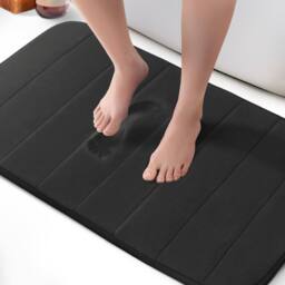 Keplin Memory Foam Bath Mat, Ultra-Soft, Highly Absorbent, Non-Slip, 50x80cm in Black - Size: 50 cm x 80 cm - thumbnail 1