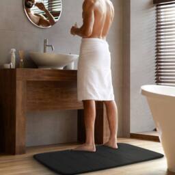 Keplin Memory Foam Bath Mat, Ultra-Soft, Highly Absorbent, Non-Slip, 50x80cm in Black - Size: 50 cm x 80 cm - thumbnail 7