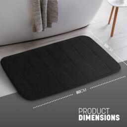Keplin Memory Foam Bath Mat, Ultra-Soft, Highly Absorbent, Non-Slip, 50x80cm in Black - Size: 50 cm x 80 cm - thumbnail 2