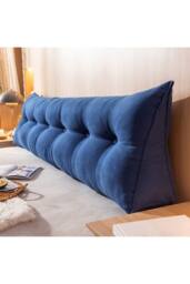 Living and Home Washable Headboard Wedge Pillow with Storage Pocket in Dark Blue - Size: Large - thumbnail 8