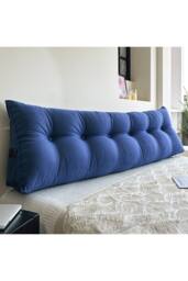Living and Home Washable Headboard Wedge Pillow with Storage Pocket in Dark Blue - Size: Large - thumbnail 2