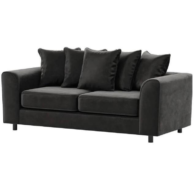 Furniture 786 Plush Velvet 3 Seater Sofa in Black - image 1