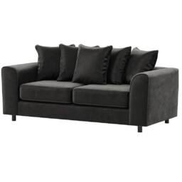 Furniture 786 Plush Velvet 3 Seater Sofa in Black