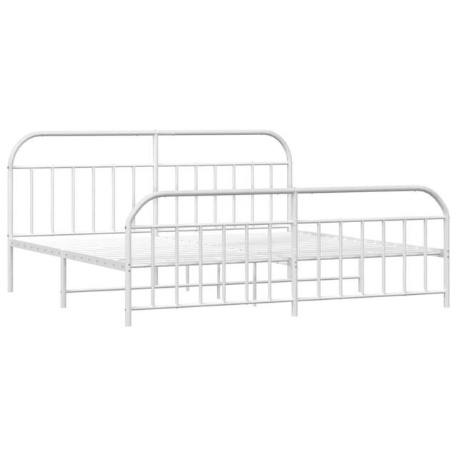 Berkfield Home Metal Bed Frame with Headboard & Footboard White 193x203 cm - image 1