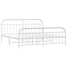Berkfield Home Metal Bed Frame with Headboard & Footboard White 193x203 cm - thumbnail 1