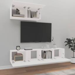 Berkfield Home 3 Piece TV Cabinet Set White Engineered Wood - thumbnail 3