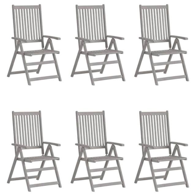 Berkfield Home Garden Reclining Chairs 6 pcs Grey Solid Acacia Wood - image 1