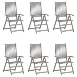 Berkfield Home Garden Reclining Chairs 6 pcs Grey Solid Acacia Wood