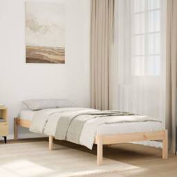 Berkfield Home Extra Long Bed Frame without Mattress 80x210 cm Solid Wood Pine in Natural - thumbnail 2