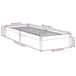 Berkfield Home Extra Long Bed Frame without Mattress 80x210 cm Solid Wood Pine in Natural - thumbnail 9