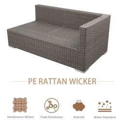 FURNITURE ONE 3 Piece Rattan Garden Corner Sofa Set with 10CM Cushion- Fully Assembled in Dark Grey - Size: 3 Pack - thumbnail 5