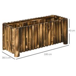 OUTSUNNY Raised Flower Bed Wooden Rectangualr Planter Container Box Herb Pot 4 Feet in Natural - thumbnail 3