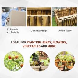 OUTSUNNY Raised Flower Bed Wooden Rectangualr Planter Container Box Herb Pot 4 Feet in Natural - thumbnail 4