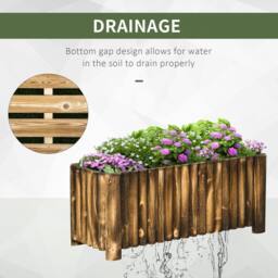 OUTSUNNY Raised Flower Bed Wooden Rectangualr Planter Container Box Herb Pot 4 Feet in Natural - thumbnail 6
