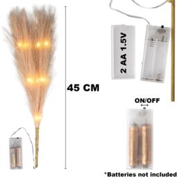 Shatchi 45cm Prelit Pampas Grass Warm White LEDs Battery-Operated Christmas Artificial Flowers for Boho Room Decorations in Gold - thumbnail 2