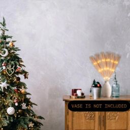 Shatchi 45cm Prelit Pampas Grass Warm White LEDs Battery-Operated Christmas Artificial Flowers for Boho Room Decorations in Gold - thumbnail 4