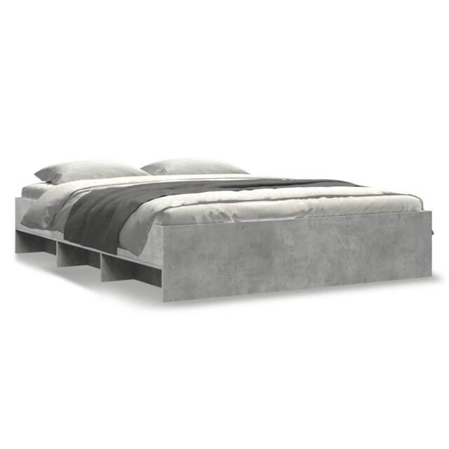 Berkfield Home Bed Frame without Mattress Concrete Grey 160x200cm Engineered Wood - Size: 160x200 cm - image 1