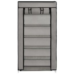 Berkfield Home Shoe Cabinet with Cover Grey 58x28x106 cm Fabric - Size: 58 x 28 x 106 cm - thumbnail 5